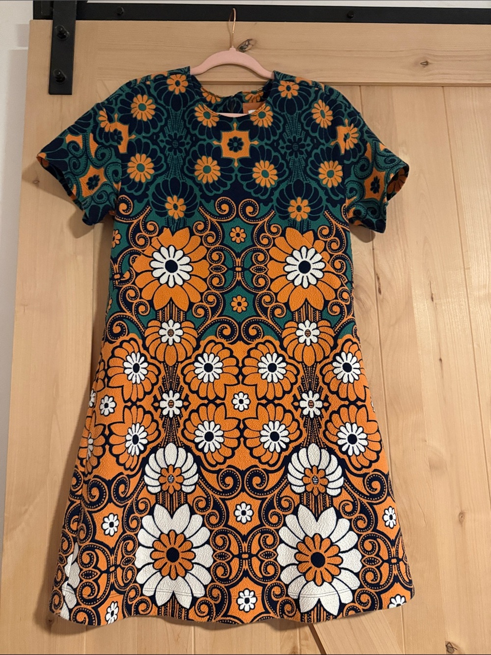 Mauve Bold Floral Maxi Dress in Orange, Green & White